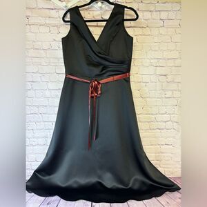 VINTAGE Erica Michelle Ltd Sleeveless Black Satin Midi A-line Formal Dress 10